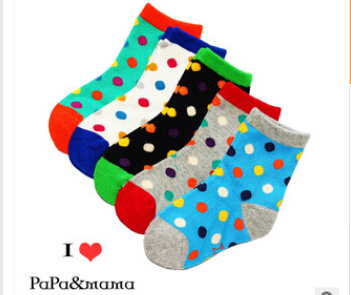 【滿包郵】韓國(guó)彩色波點(diǎn)兒童襪子 外貿(mào)童襪 寶寶襪子 冬款襪子